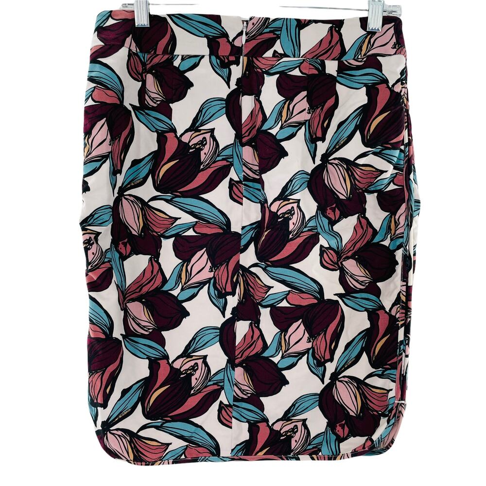 ANN TAYLOR LOFT Maroon Teal Pink Floral Bold Colorful Bright Mini Skirt 8